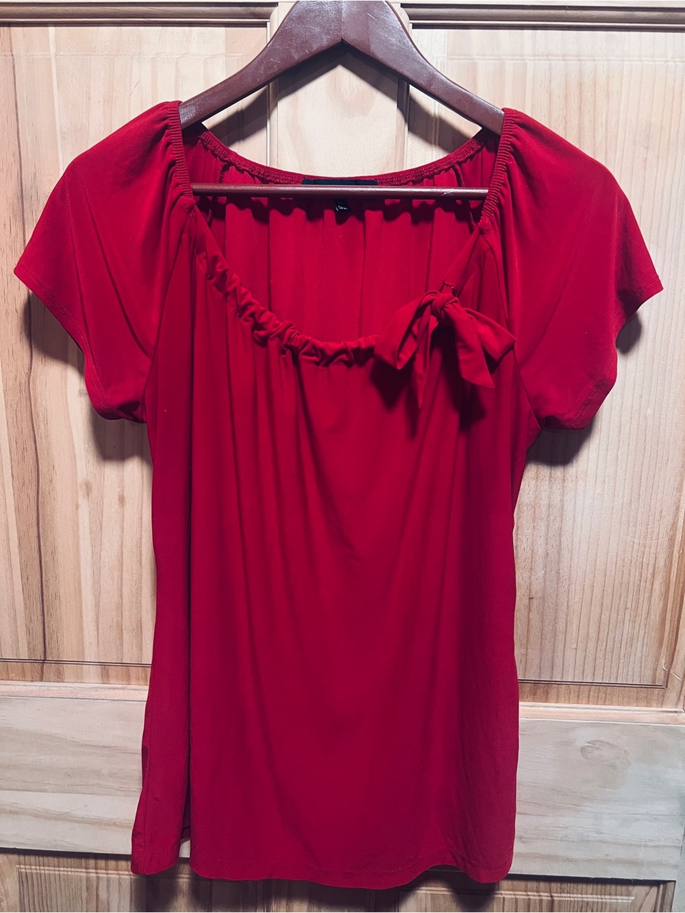 Mccoy Red Short Sleeve Peasant Tunic with Side Bow